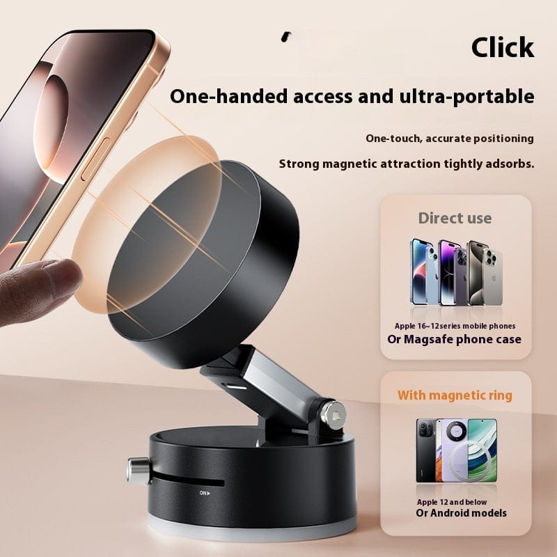 Universal Black Car Phone Holder with One-Touch On/Off Suction Cup