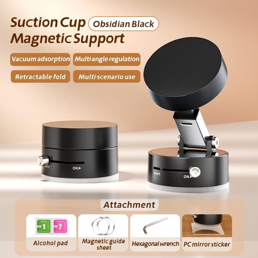 Universal Black Car Phone Holder with One-Touch On/Off Suction Cup