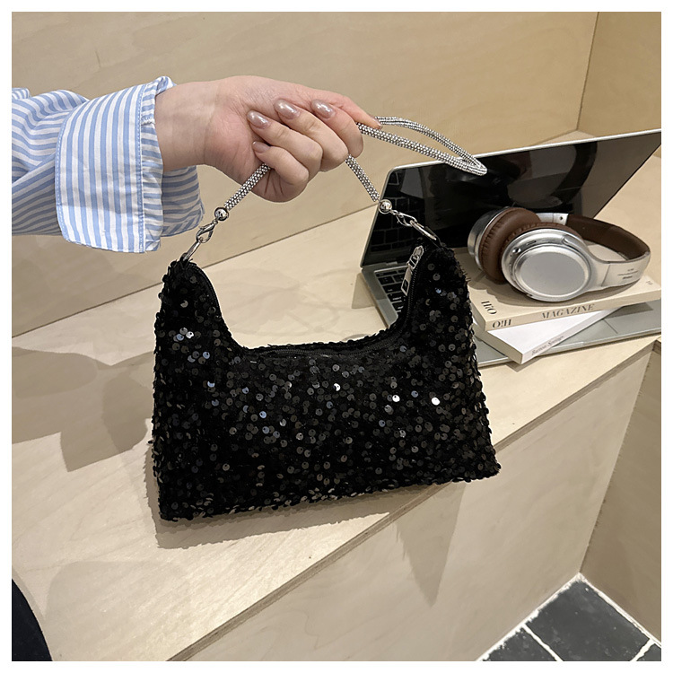 New Fashion Sequined Shoulder Women's Bag Sparkling Handbag Large Capacity Simple Square Bag Light Travel Fashion Women's Bag B0292