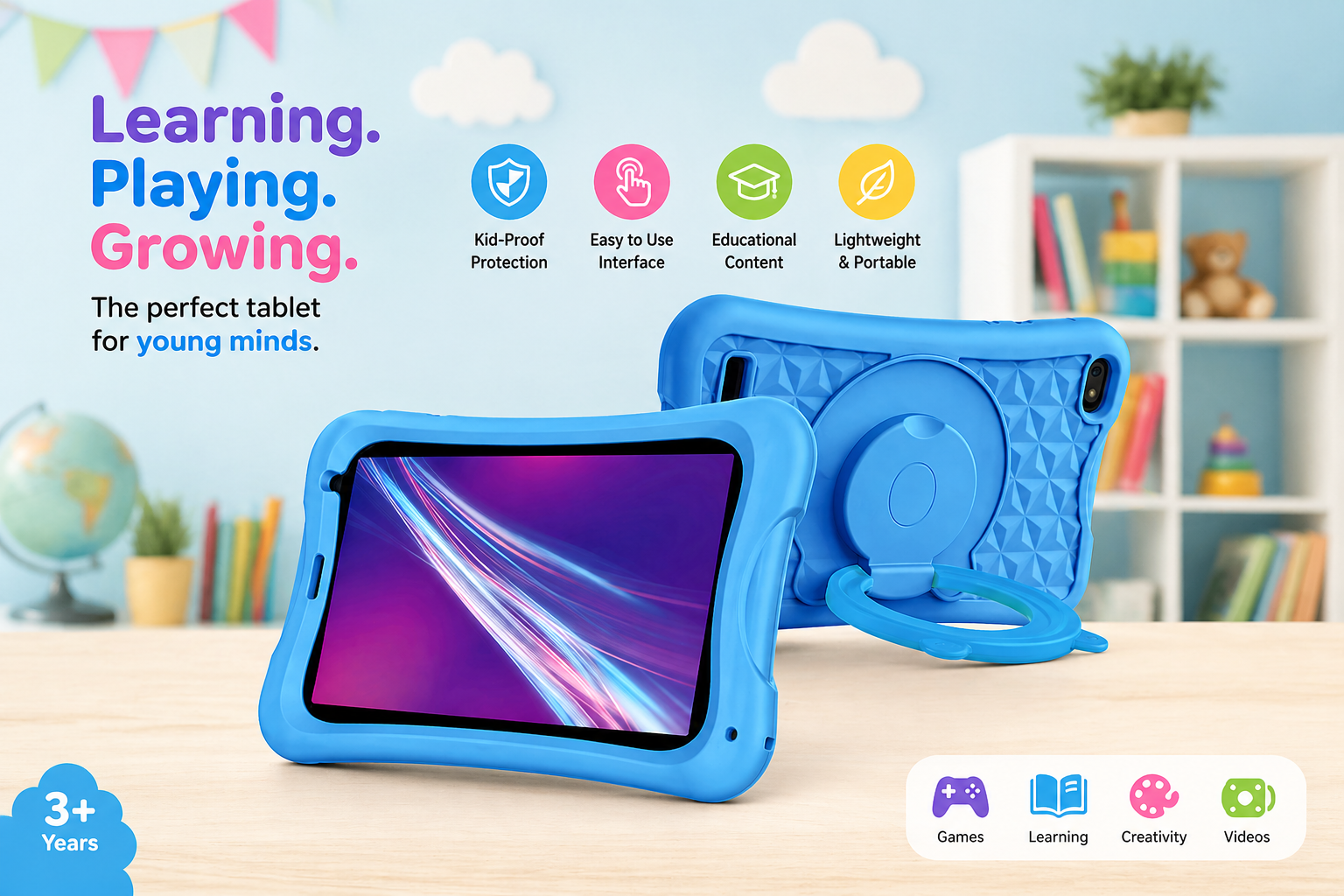Modio M730 5G 6GB/256GB Android Kids Educational Tablet,  7-inch Screen Display Size, Android 10.0 OS, 4000mAh Battery, MTK6582 Quad-Core, SIM Card Slot, Wi-Fi, Bluetooth, Micro USB, Parental Controls