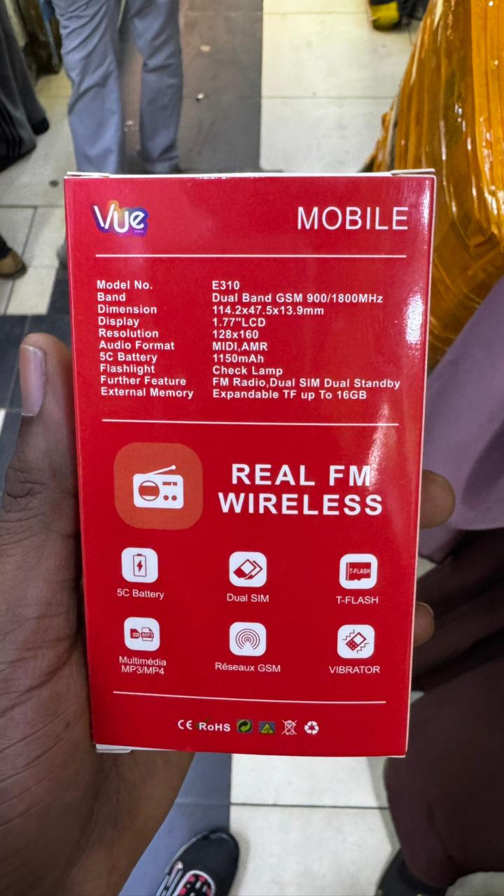 LIMITED DISCOUNT !!!VUE E310 DOUBLE  SIM CARD FEATURE PHONE WITH Bluetooth /Wireless FM/SD Slot kabambe/katululu/mulika mwizi/button feature phone