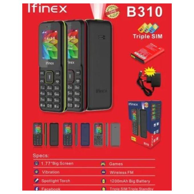LIMITED DISCOUNT 🔥🔥🔥🔥 BRAND NEW B310 TRIPLE SIM CARD FEATURE PHONE WITH Bluetooth /Wireless FM/SD Slot kabambe/katululu/mulika mwizi/button feature phone