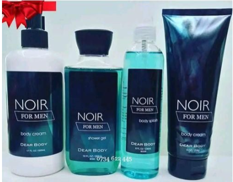 Dear Body Noir Men Fragrance Set – Long Lasting Woody Musk Scent (Shower Gel, Body Lotion, Body Cream & Body Mist) Men’s Perfume Gift Set 4in 1