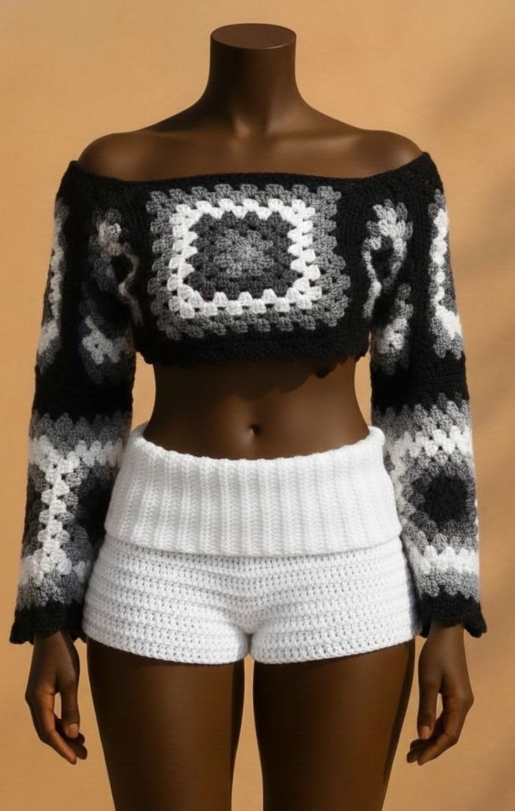Crochet granny square shrug