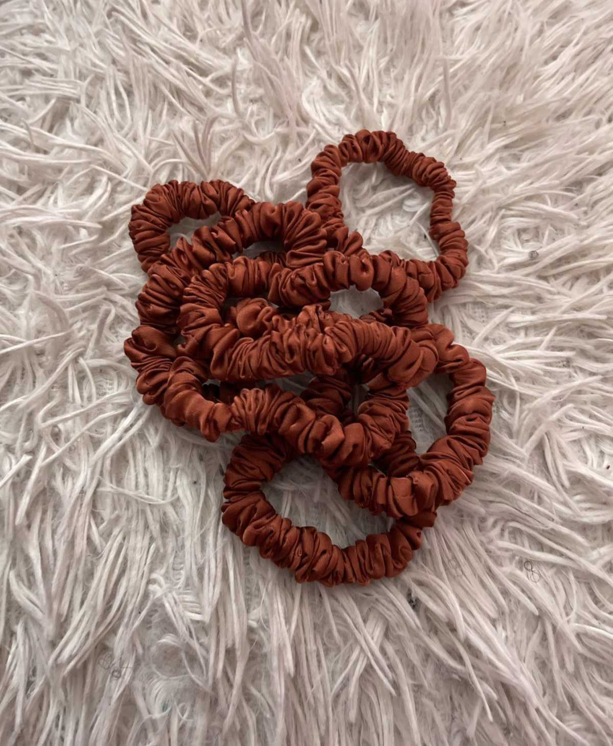 mini Satin Scrunchie,1 piece,Satin Hair Ties Girls Ponytail Holders Rubber Band Elastic Hairband Hair Accessories.    Soft and smooth on hair,elegant and classy lady.Try it your hair will thank you