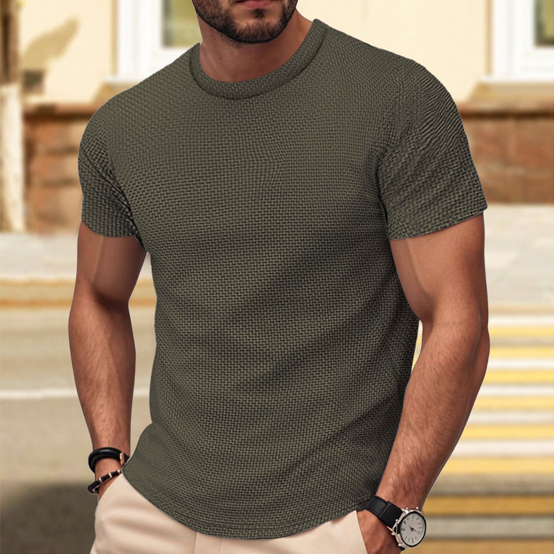 New summer cross-border men’s fashion: EU-size men’s short-sleeve T-shirt, breathable slim-fit top, trendy running sports T-shirt for men.