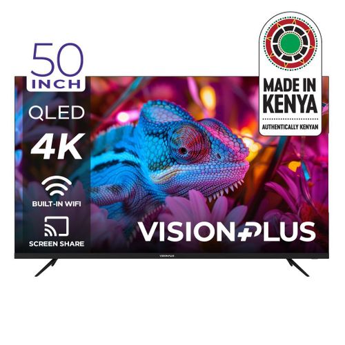 Vision Plus 50 inch Smart QLED TV Frameless VP8850QV 4K UHD Frameless V+ OS Television 50" , Bluetooth, NETFLIX OFFICIAL SMART CONTENT TV, DOLBY AUDIO + FREE TV Guard + Wall Bracket-2 Years warranty