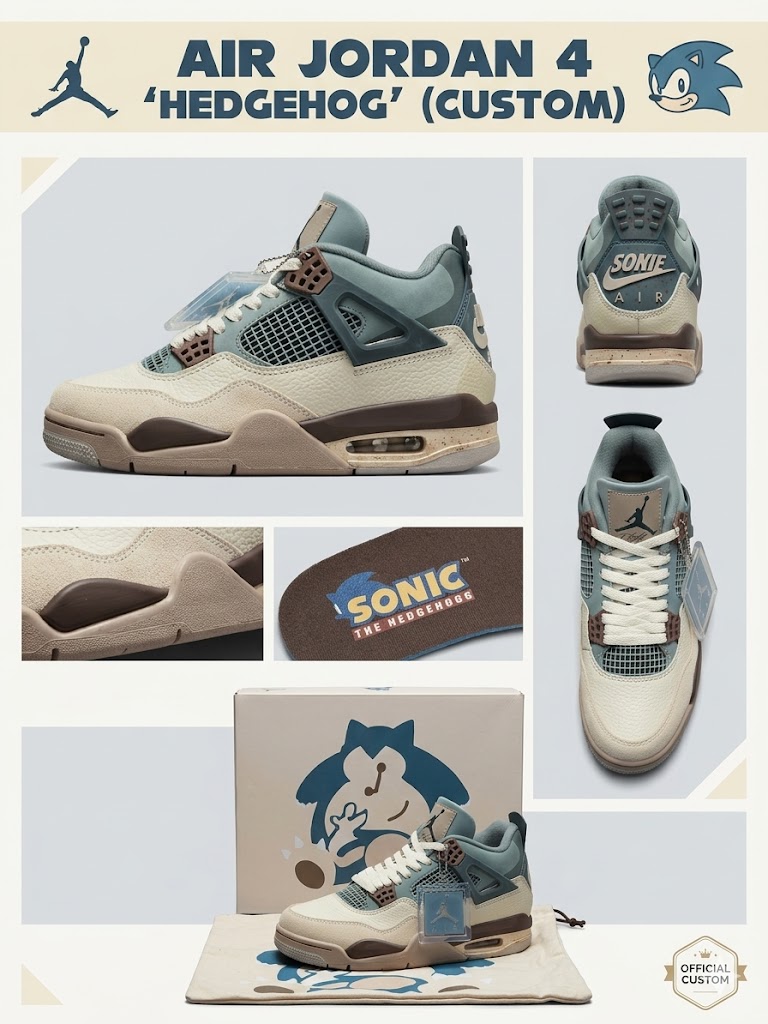 🔥 (on offer) Jordan 4 x"Hedgehog" "Off Noir" – Blue/Brigade/Fusion Red – Authentic, Air Jordan 4 Retro snorlax - Limited Edition Sneakers. best shop for jordan 1, jordan 4, airforce,