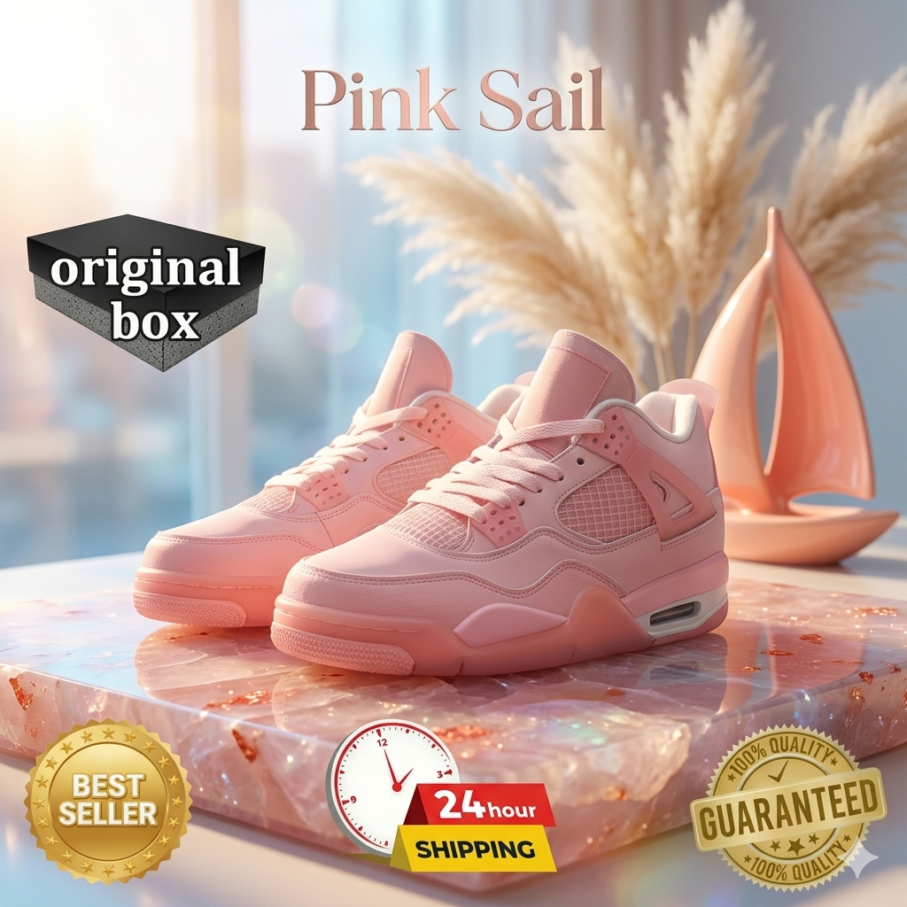 🔥 (on offer ) "Off-White x Nike Air Jordan 4 Retro 'Pink Sail' - Limited Edition Pastel Women's Sneakers" . (best shop for jordan 1, jordan 4, airforce, air foce, airforce)