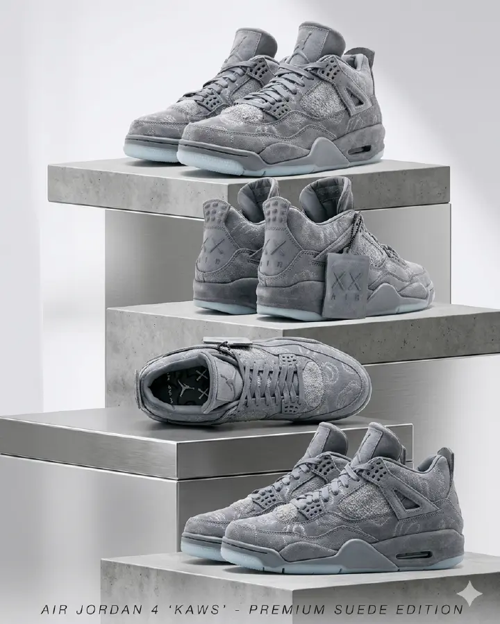 🔥 (on offer ) "KAWS x Nike Air Jordan 4 Retro 'Cool Grey' Premium Suede, jordan four (best shop for jordan 1, jordan 4, airforce, air foce, airforce)
