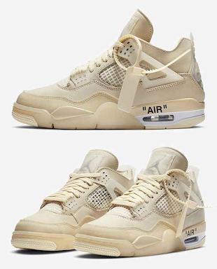 🔥 (on offer )"Off-White x Nike Air Jordan 4 Retro SP 'Sail' Men and Women's Sneakers ,  jordan four (best shop for jordan 1, jordan 4, airforce, air foce,)