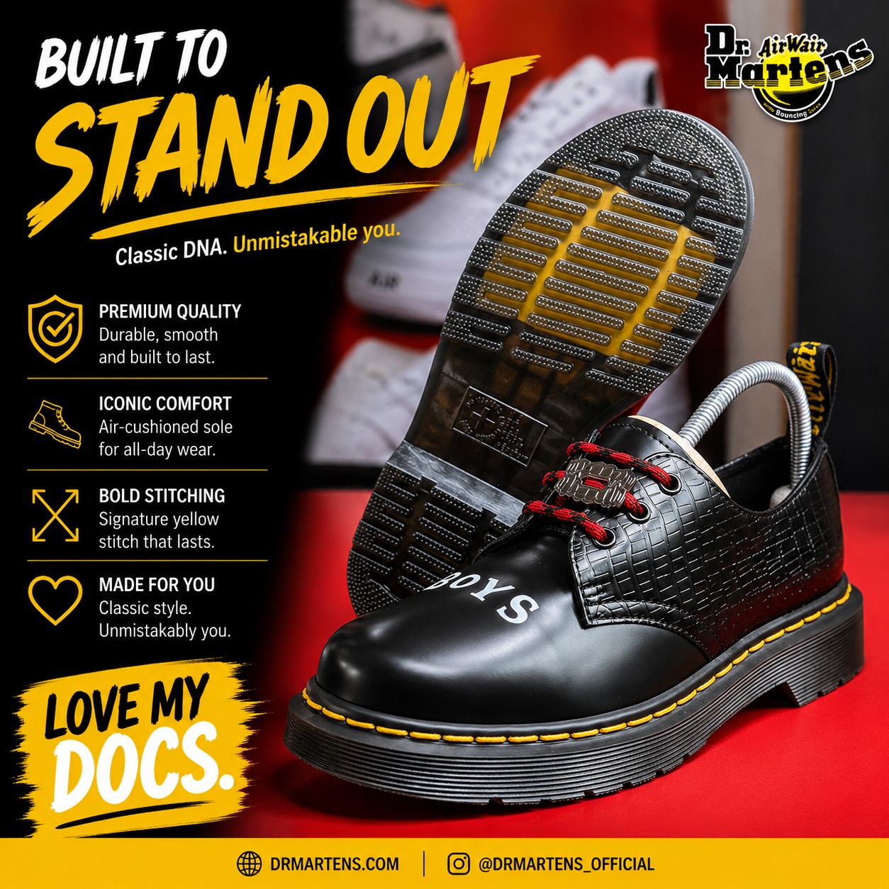 🔥 Quality Dr. Martens 1451 WB (Lost Boys) Unisex Platform Oxford Shoes – Black Chunky Sole Lace-Up Casual Shoes | Trendy Gothic Streetwear Platform Loafers | Comfortable Thick Sole Fashion Sneakers