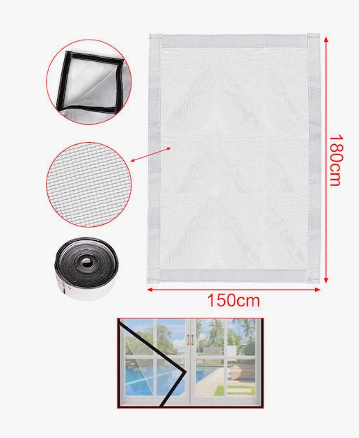 Anti-Mosquito Window / Door  Net – Adjustable Insect Screen for Windows (150–180 cm) ideal for protecting living spaces from mosquitoes, flies, and other insects. Adjustable in size