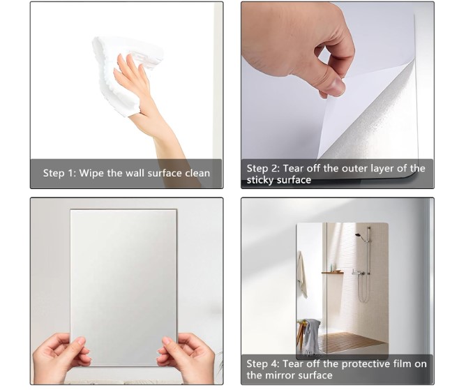 Full Length Modern Home Décor Mirror Peel and Stick Mirror . Unbreakable  Wall Flexible Mirror 40x150cm peel and stick mirror – Shatterproof Decorative Mirror for Home & Gym Use
