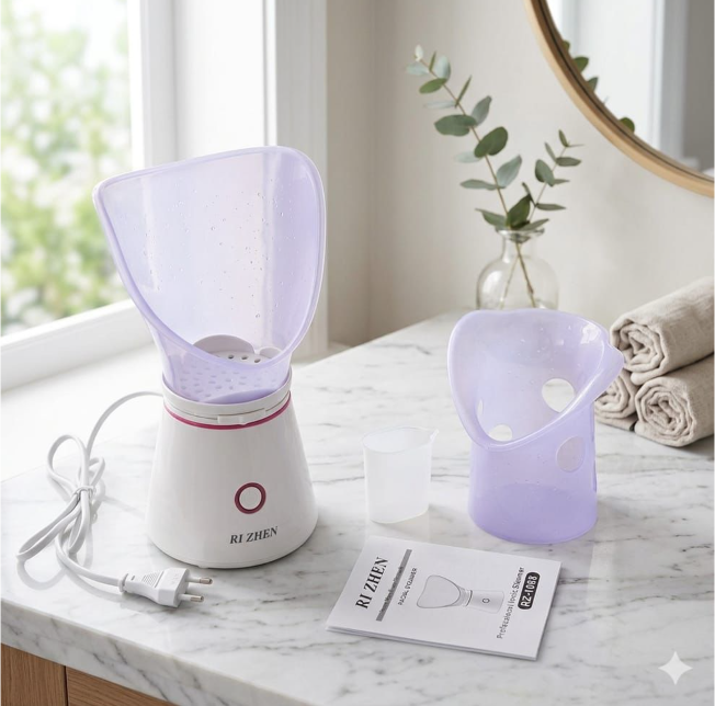 Facial Steamer Spa Thermal Sprayer Facial It has a face mask that helps direct the warm mist towards your face. The steam helps open your pores and soften dirt and debris for a more thorough clean.