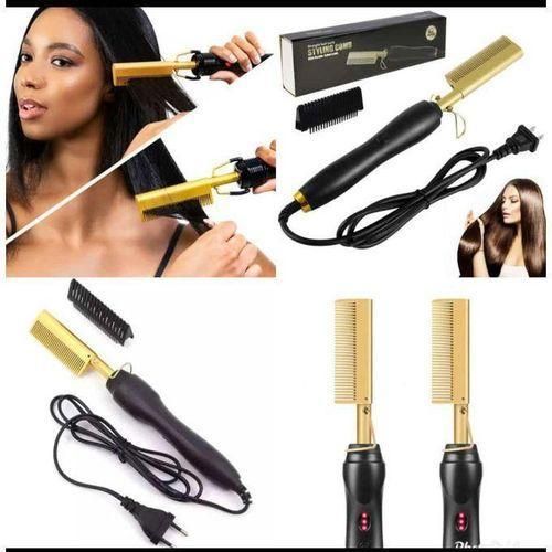 2 in 1 Hot Comb Straightener Electric Hair Straightener Hair Curler Wet Dry Use Hair Flat Irons Hot Heating Comb For Hair