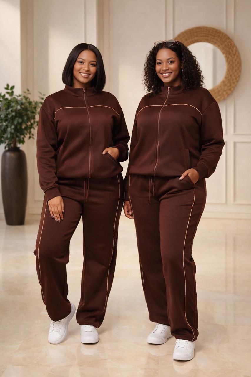 Elegant Comfort Women’s 2-Piece Tracksuit Set – Soft Breathable Zip-Up Jacket & High Waist Pants Lounge Wear Stylish Casual Activewear Perfect for Travel, Gym, Relaxing and Everyday Fashion