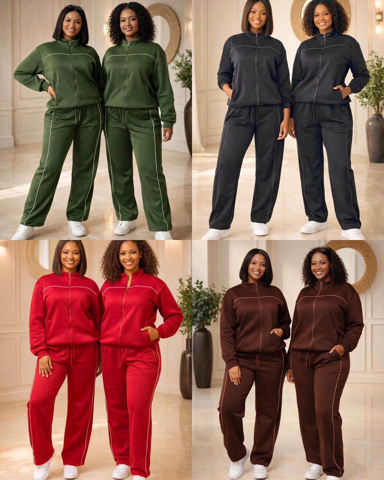 Elegant Comfort Women’s 2-Piece Tracksuit Set – Soft Breathable Zip-Up Jacket & High Waist Pants Lounge Wear Stylish Casual Activewear Perfect for Travel, Gym, Relaxing and Everyday Fashion