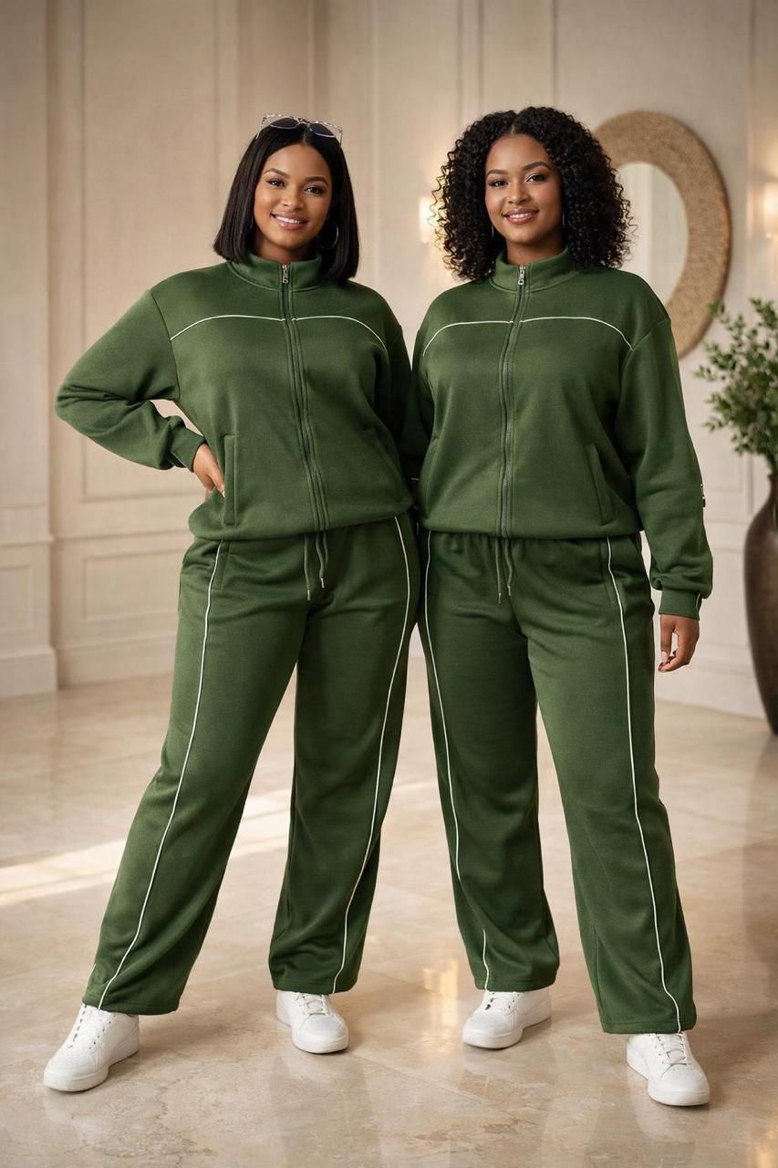 Elegant Comfort Women’s 2-Piece Tracksuit Set – Soft Breathable Zip-Up Jacket & High Waist Pants Lounge Wear Stylish Casual Activewear Perfect for Travel, Gym, Relaxing and Everyday Fashion