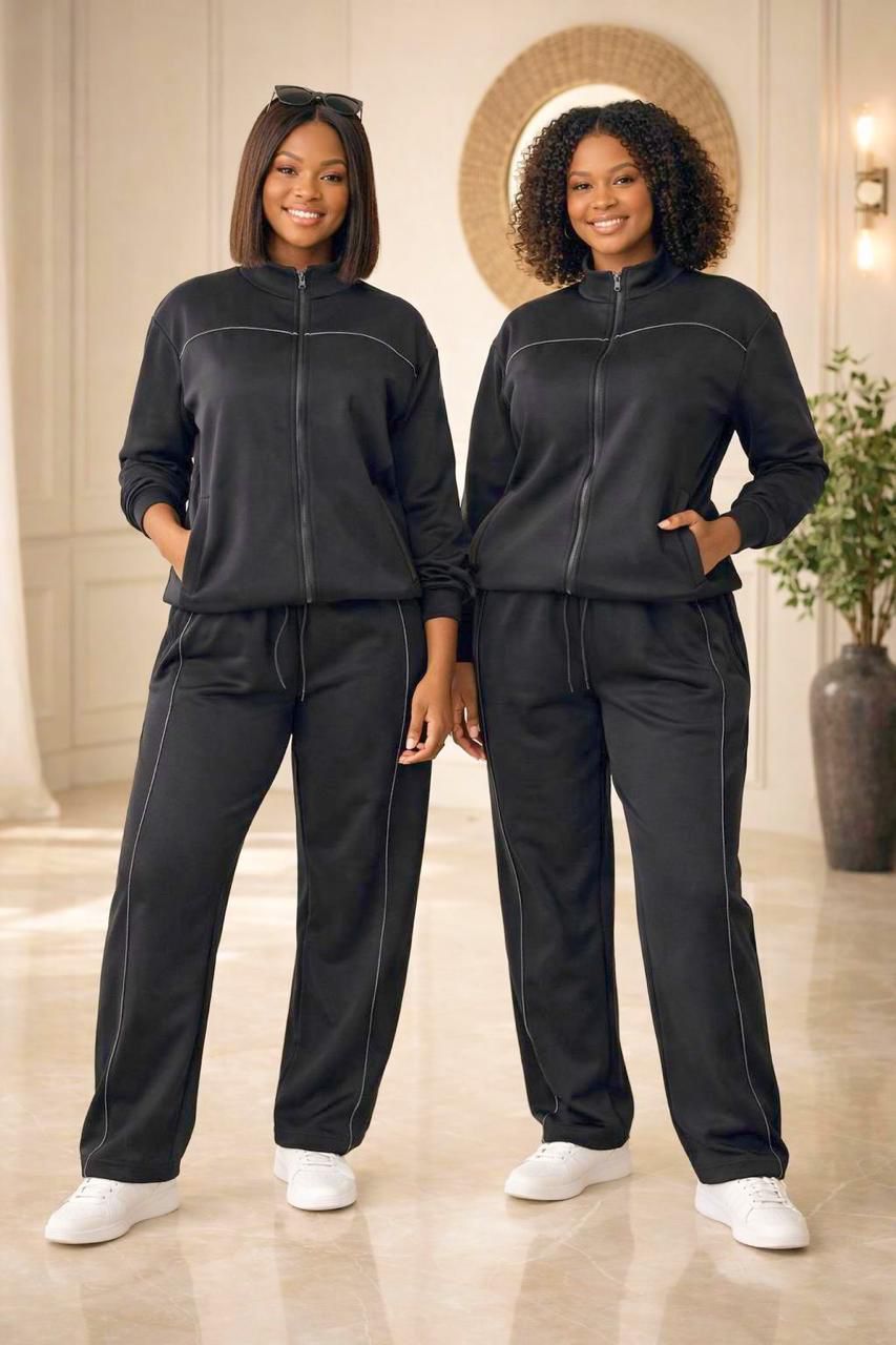 Elegant Comfort Women’s 2-Piece Tracksuit Set – Soft Breathable Zip-Up Jacket & High Waist Pants Lounge Wear Stylish Casual Activewear Perfect for Travel, Gym, Relaxing and Everyday Fashion