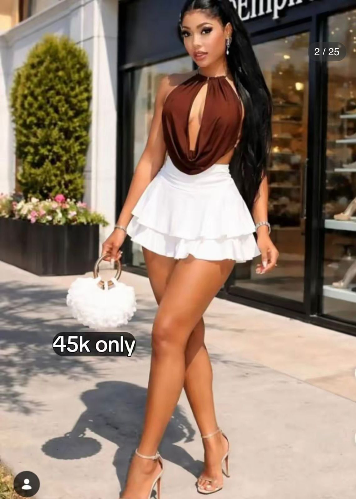 Sexy Two Piece Halter Neck Mini Skirt Set for Women – Backless Draped Crop Top with Layered Flare Mini Skirt, Elegant Body Fit Party Outfit for Vacations, Beach Days, Club Nights, Birthdays and Trendy