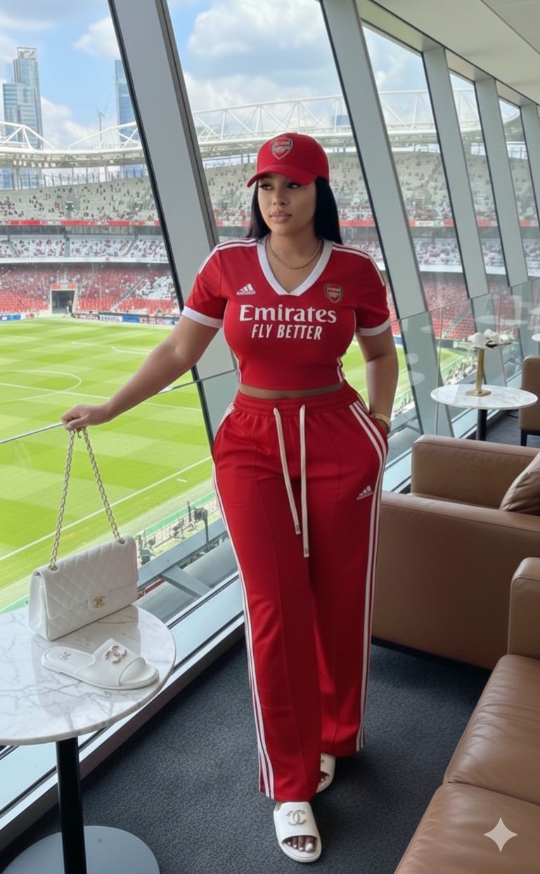 Women’s Sporty Two Piece Lounge Set – Short Sleeve Crop Top and High Waist Wide-Leg Track Pants Outfit, Casual Football Inspired Streetwear Set for Travel, Shopping, Chilling and Trendy Everyday Fashi