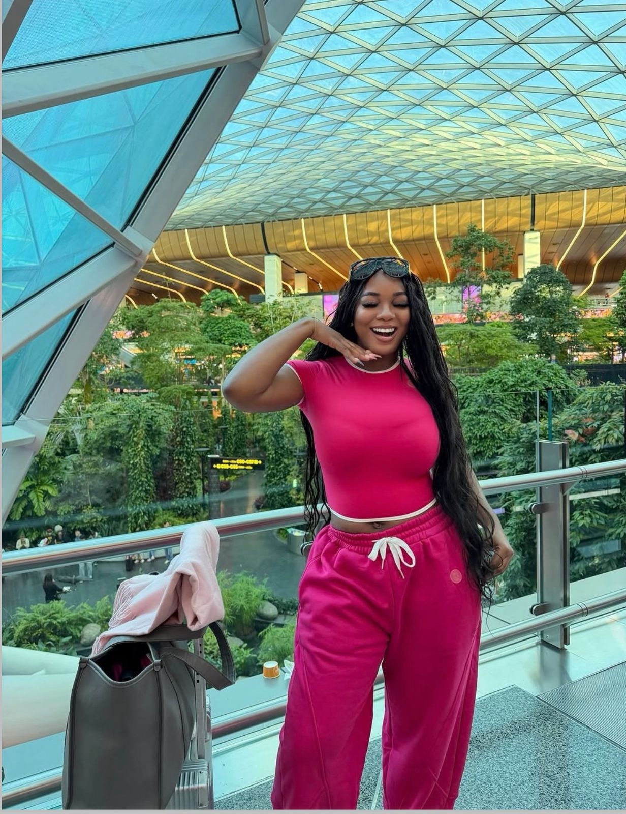 Chic Bold Pink Lounge Set – Trendy Two Piece Women’s Outfit, Soft Stretch Crop Top & High Waist Jogger Pants, Casual Streetwear, Comfy Stylish Matching Set for Everyday Fashion Lovers