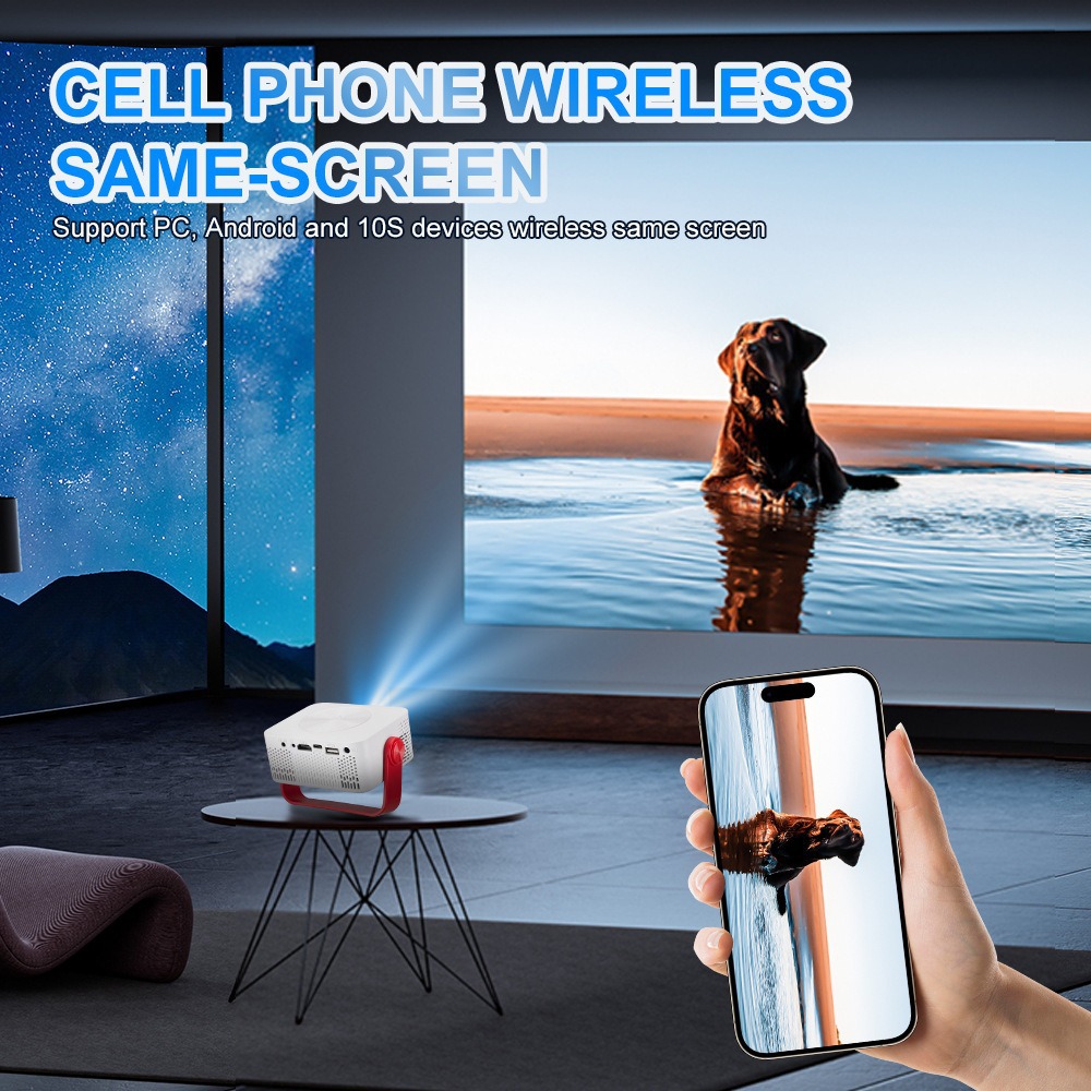 [Built in application&2026 upgrade] Bedroom projector with WiFi and Bluetooth, portable projector supports 4K 1080P, automatic keystone correction 270 ° rotatable, compatible with HDMI/USB/PC/mobile p