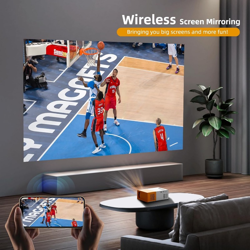 【 Gift Pack 】 Power adapter version | WiFi high-definition 1080P projector, full-color LED LCD projector, TV movie, with remote control Speaker, wireless connection Compatible with smartphones/tablets
