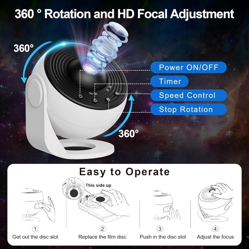 Planetarium Projector for Bedroom, 13 in 1 Galaxy Star Projector Light, Nebula Night Light with Timer, LED Space Galaxy Lamp Room Decor for Adults Kids, White [Energy Class E]