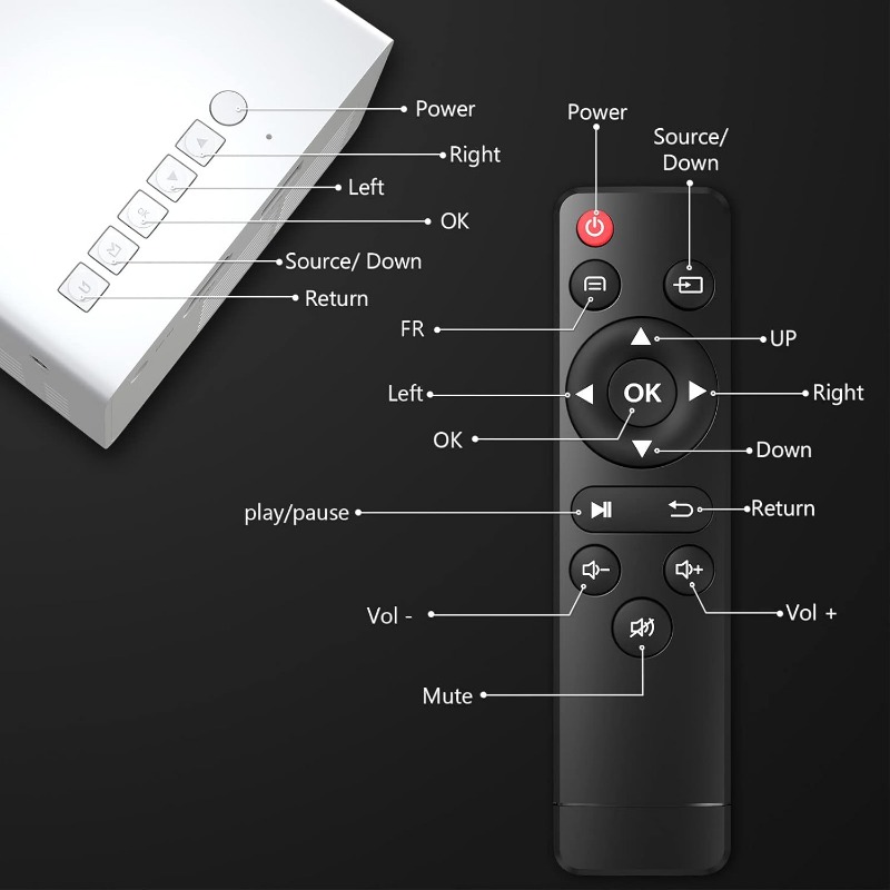 【 Gift Pack 】 Power adapter version | WiFi high-definition 1080P projector, full-color LED LCD projector, TV movie, with remote control Speaker, wireless connection Compatible with smartphones/tablets