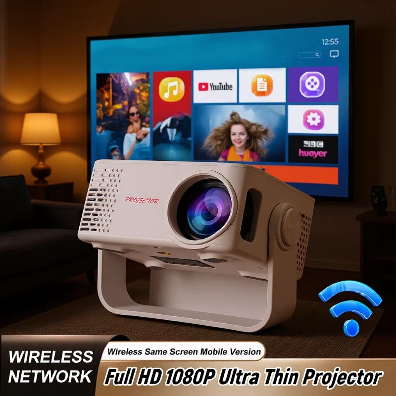 [Built in application&2026 upgrade] Bedroom projector with WiFi and Bluetooth, portable projector supports 4K 1080P, automatic keystone correction 270 ° rotatable, compatible with HDMI/USB/PC/mobile p