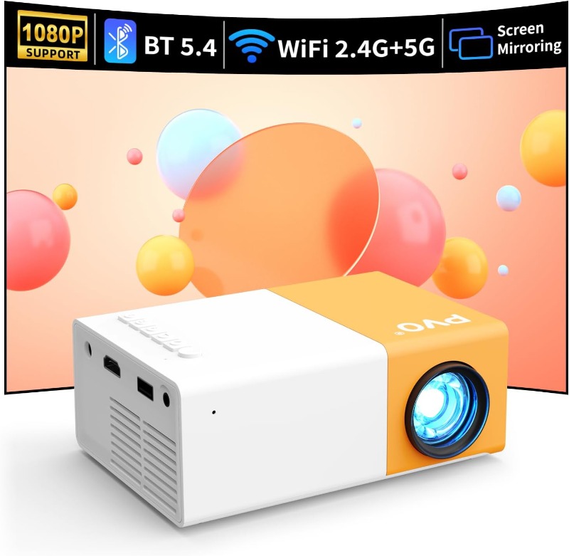 【 Gift Pack 】 Power adapter version | WiFi high-definition 1080P projector, full-color LED LCD projector, TV movie, with remote control Speaker, wireless connection Compatible with smartphones/tablets