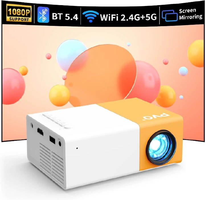 【 Gift Pack 】 Power adapter version | WiFi high-definition 1080P projector, full-color LED LCD projector, TV movie, with remote control Speaker, wireless connection Compatible with smartphones/tablets