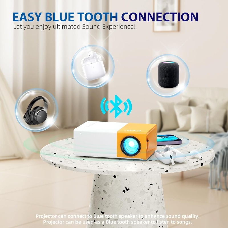 【 Gift Pack 】 Power adapter version | WiFi high-definition 1080P projector, full-color LED LCD projector, TV movie, with remote control Speaker, wireless connection Compatible with smartphones/tablets