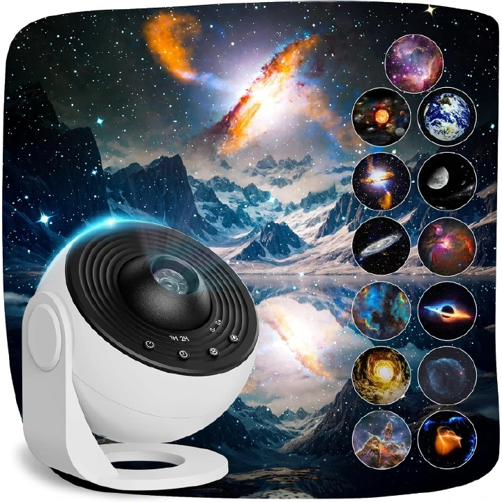 Planetarium Projector for Bedroom, 13 in 1 Galaxy Star Projector Light, Nebula Night Light with Timer, LED Space Galaxy Lamp Room Decor for Adults Kids, White [Energy Class E]