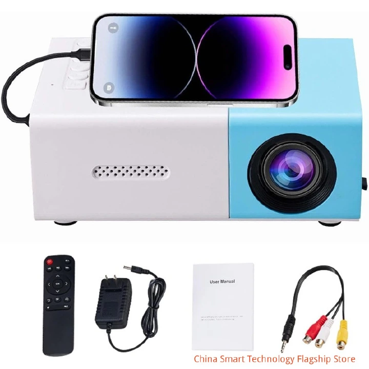 【 Power adapter version 】 High definition 4K projector, portable 1080P home theater small video phone projector, outdoor indoor movie projector compatible with Android/laptop/phone/TV