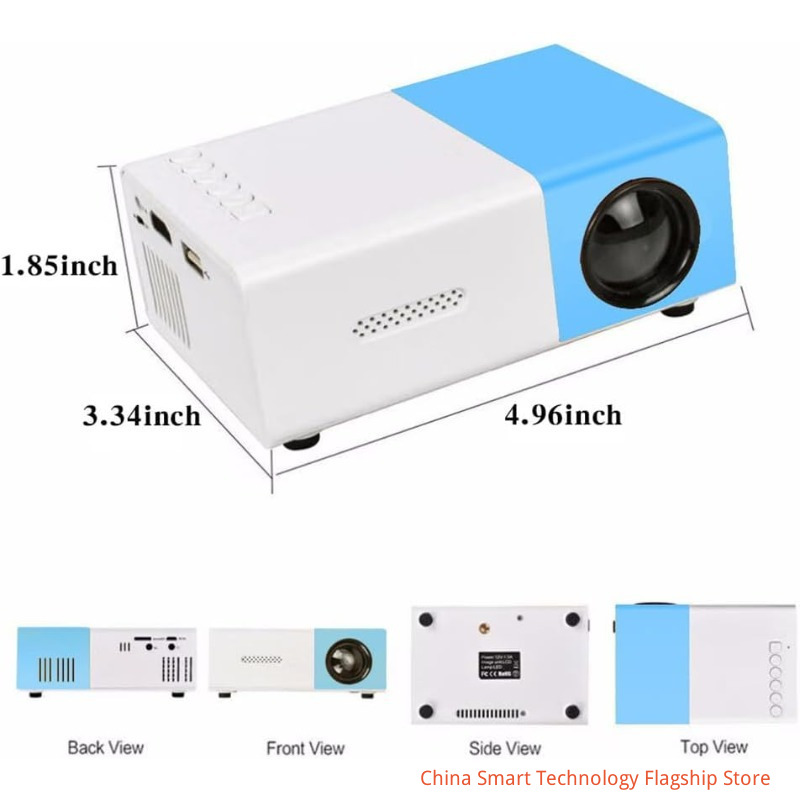 【 Power adapter version 】 High definition 4K projector, portable 1080P home theater small video phone projector, outdoor indoor movie projector compatible with Android/laptop/phone/TV