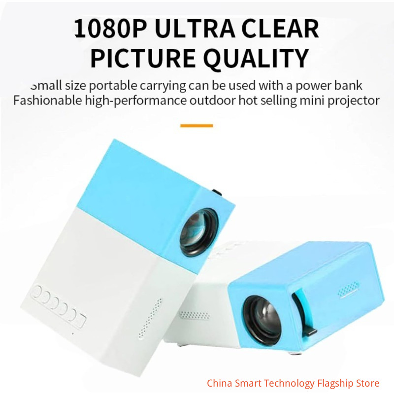 【 Power adapter version 】 High definition 4K projector, portable 1080P home theater small video phone projector, outdoor indoor movie projector compatible with Android/laptop/phone/TV