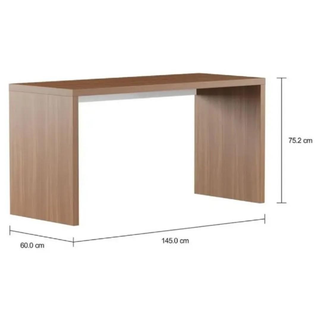 Large Executive Office Desk 145cm - Modern Management Workstation Table - Professional CEO/Manager/Boss Furniture - Woodgrain Top with White Modesty Panel
