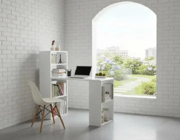 Premium L-Shape Office Study Desk with Storage Shelf | Modern Rotating Corner Computer Workstation Table | Multi-functional Bookcase Laptop Home Furniture Black