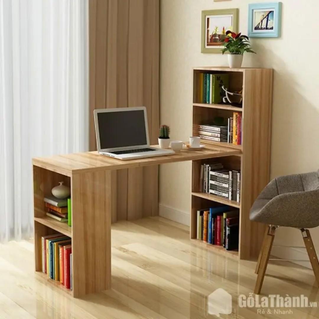Premium L-Shape Office Study Desk with Storage Shelf | Modern Rotating Corner Computer Workstation Table | Multi-functional Bookcase Laptop Home Furniture Black