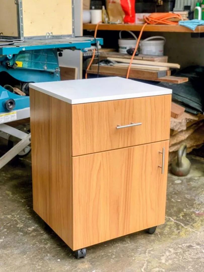 Modern 2-Tier Bedside Cabinet - Versatile Nightstand with Drawer, Storage Cupboard, & Lockable Wheels - Stylish Wood Finish Side Table for Bedroom, Home Office, & Living Room