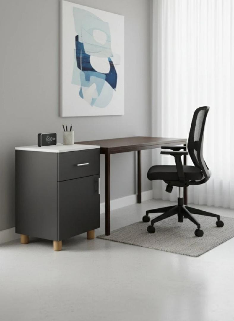 Modern 2-Tier Bedside Cabinet - Versatile Nightstand with Drawer, Storage Cupboard, & Lockable Wheels - Stylish Wood Finish Side Table for Bedroom, Home Office, & Living Room