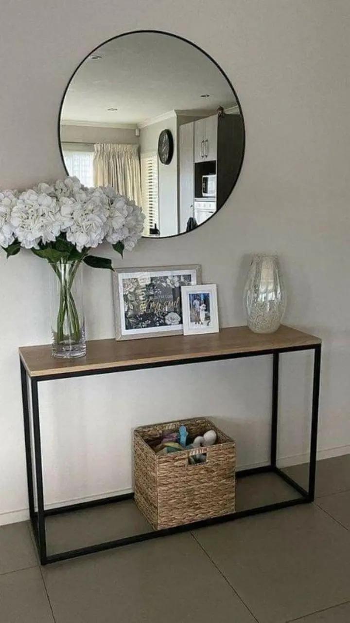 Wood Console Table Industrial Style Hallway Table OEM Custom Design Wooden Entryway Table for Entrance decor flower