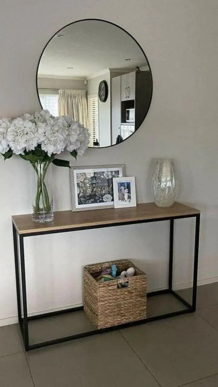 Wood Console Table Industrial Style Hallway Table OEM Custom Design Wooden Entryway Table for Entrance decor flower