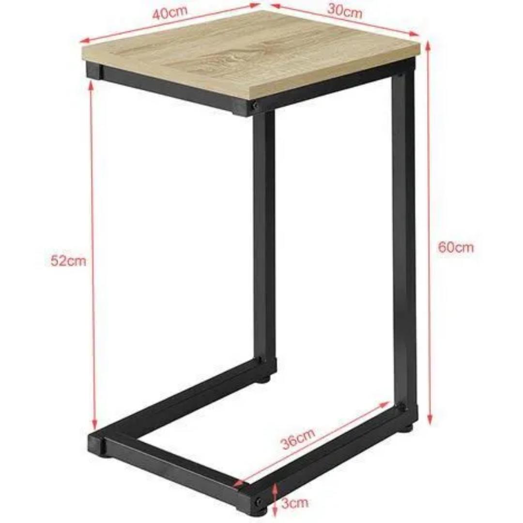 Bedside c table. loft style metal frame with wooden top. Nordic Industrial C-Shape End Table with Slim Metal Frame