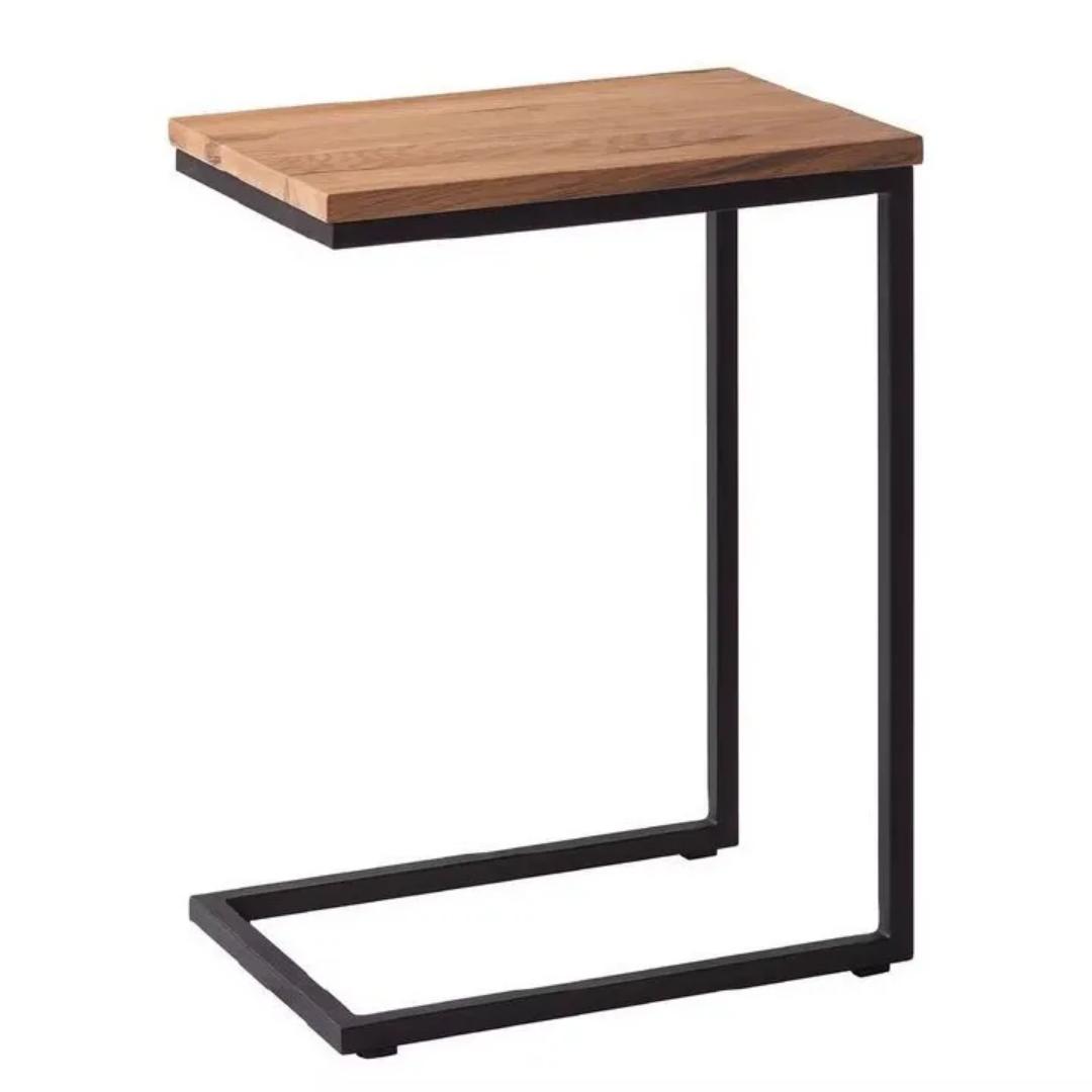 Bedside c table. loft style metal frame with wooden top. Nordic Industrial C-Shape End Table with Slim Metal Frame