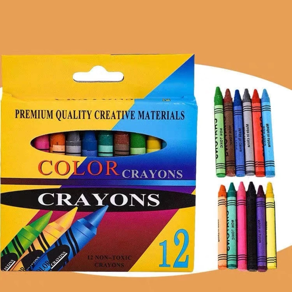 12 Colors Non-Toxic Wax Crayons Set – Smooth Coloring Crayons for Kids School Drawing & Art Supplies