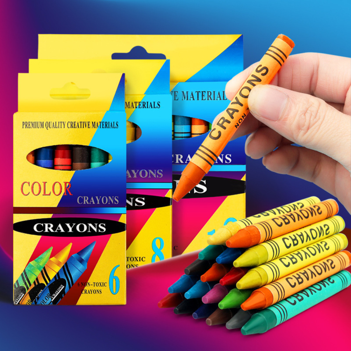 12 Colors Non-Toxic Wax Crayons Set – Smooth Coloring Crayons for Kids School Drawing & Art Supplies